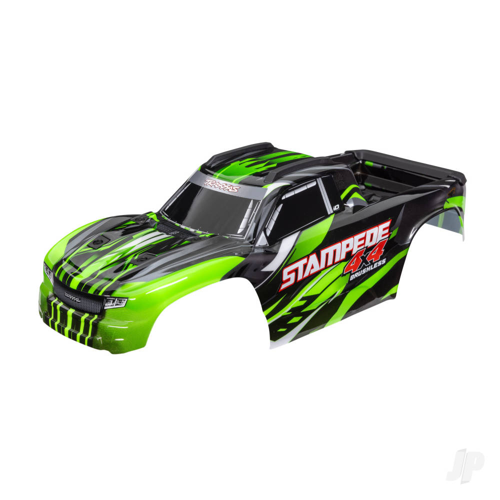 Traxxas Body, Stampede 4X4 Brushless, green (painted, decals applied) (assembled with front & rear body mounts and rear body support for clipless mounting) TRX6762-GRN