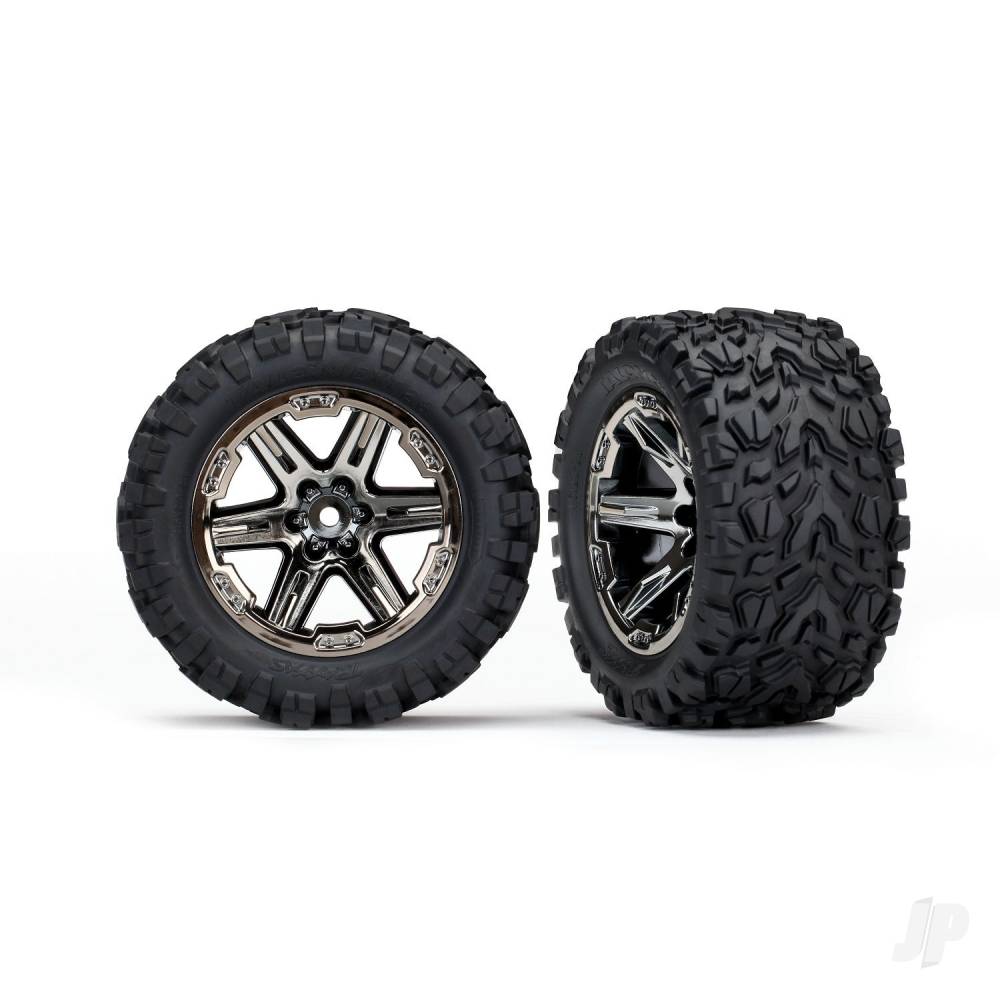 Traxxas Tyres and Black Chrome Wheels, Assembled / Glued (2.8in) (2 pcs) TRX6773X