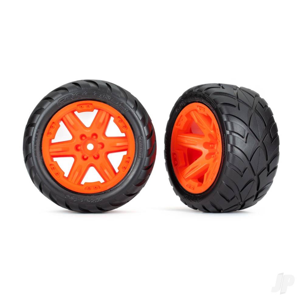 Traxxas Tyres &amp; wheels, assembled, glued (2.8&#39;) (RXT orange wheels, Anaconda tyres, foam inserts) (4WD electric front/rear, 2WD electric front only) (2) (TSM rated) TRX6775A