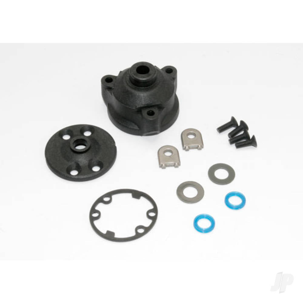 Traxxas Housing, Center Differential / x-ring gaskets (2 pcs) / ring gear gasket / bushings (2 pcs) / 5x10x0.5 TW (2 pcs) / CCS 2.5x8 (4 pcs) TRX6884