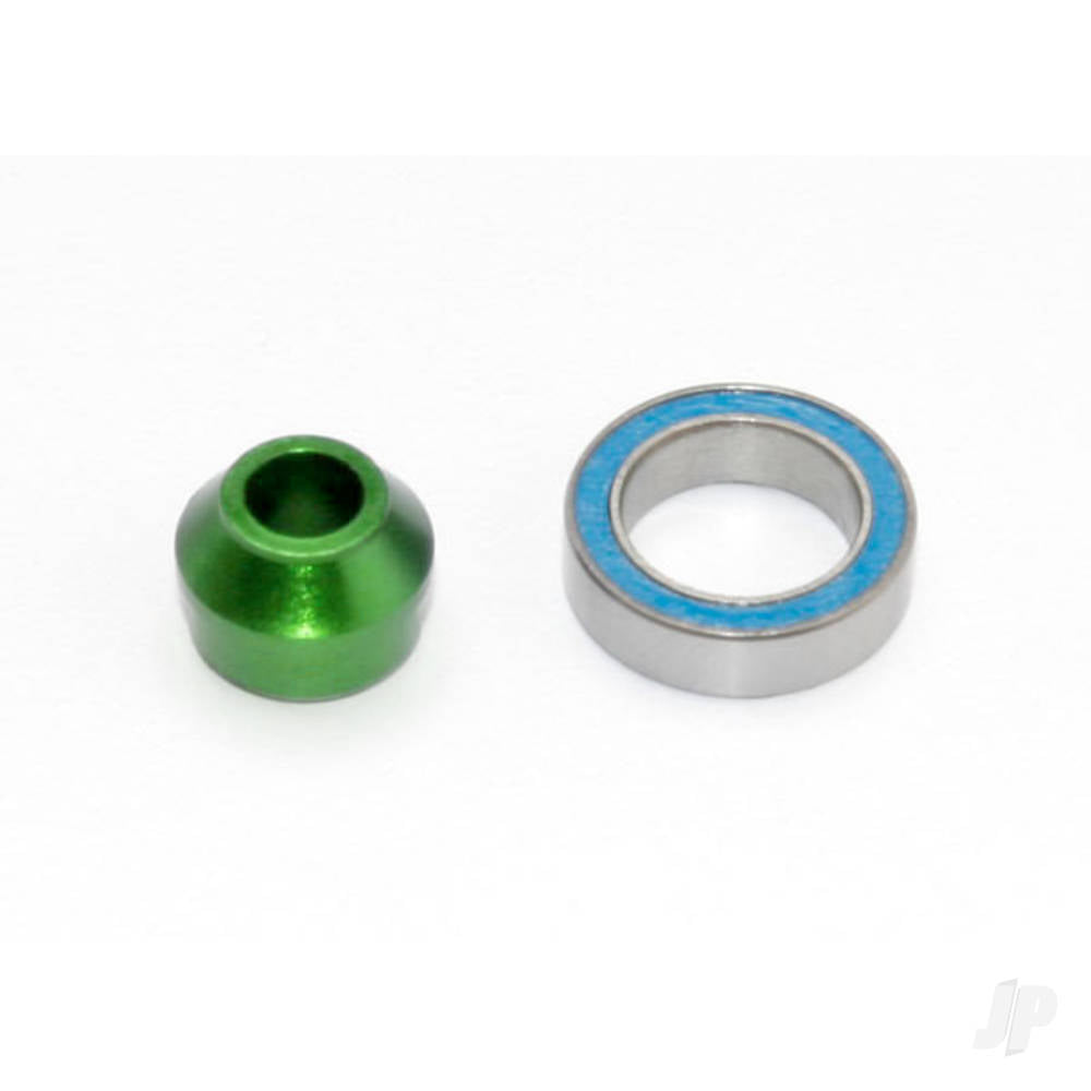 Traxxas Bearing adapter, 6061-T6 aluminium (Green-anodised) (1pc) / 10x15x4mm ball bearing (black rubber sealed) (1pc) (for slipper shaft) TRX6893G