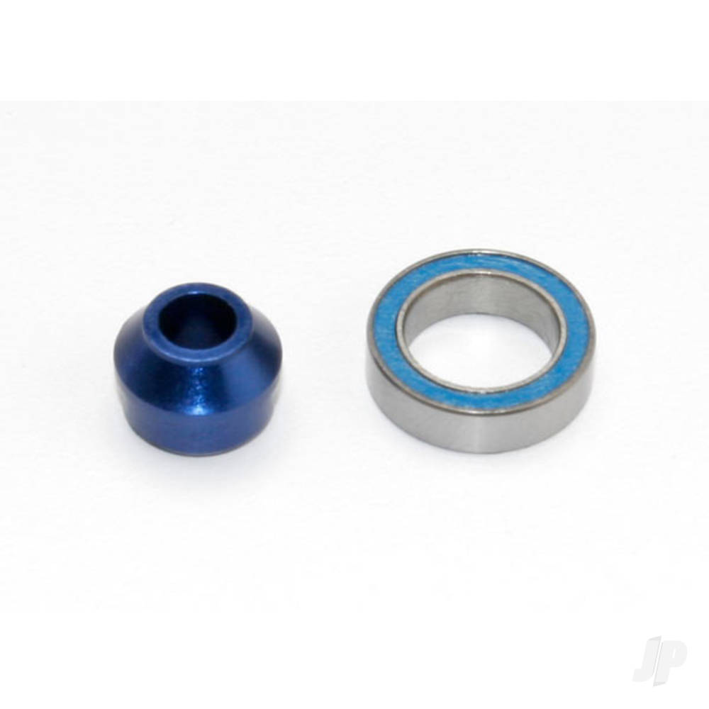 Traxxas Bearing adapter, 6160-T6 aluminium (Blue-anodised) (1pc) / 10x15x4mm ball bearing (Blue rubber sealed) (1pc) (for slipper shaft) TRX6893X