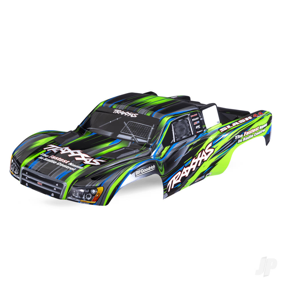 Traxxas Body, Slash 4X4, green (painted, decals applied) (assembled with front & rear body mount latches for clipless mounting) TRX6932-GRN