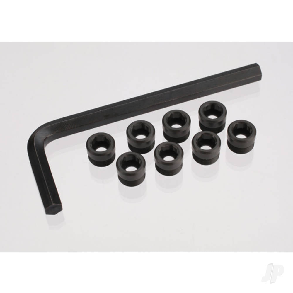 Traxxas Aluminium caps, pivot ball (threaded aluminium, hard-anodised with PTFE-coating) (8 pcs) / hex wrench, 5mm TRX7033X