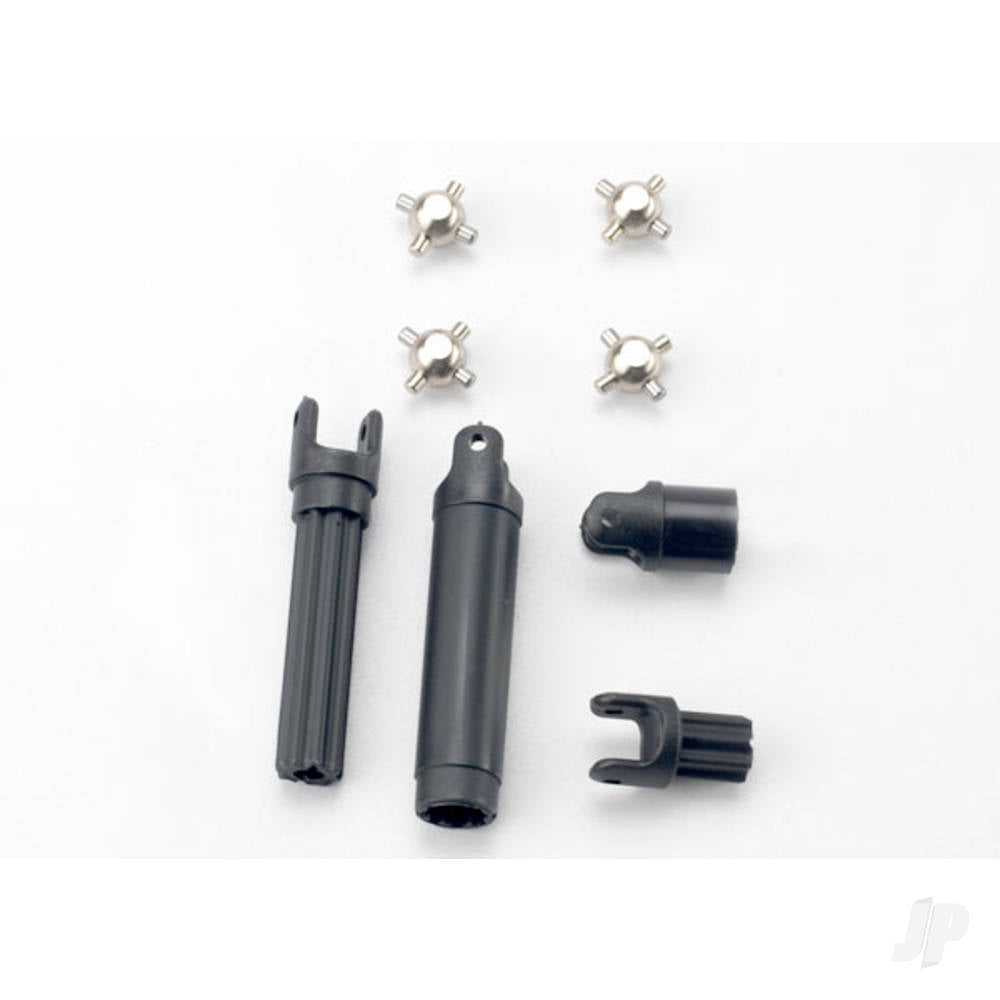 Traxxas Half shafts, Center Front (1pc), Center Rear (1pc) (internal splined half shafts (2 pcs) / external splined half shaft) (2 pcs)) / metal u-joints (4 pcs) TRX7056