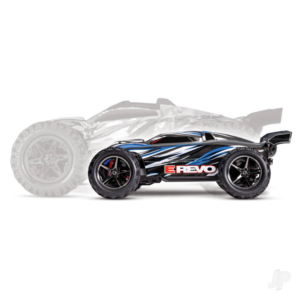 Traxxas E-Revo 1:16 4X4 Monster Truck, Blue (+ TQ 2-ch, XL-2.5, Titan 550, - TRX71054-8-BLUE 4