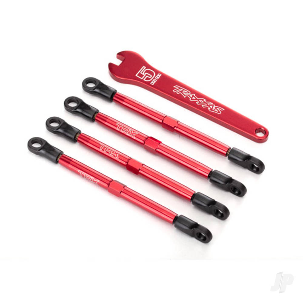 Traxxas Toe links, aluminium (Red-anodised) (4 pcs) (assembled with rod ends and threaded inserts) TRX7138X