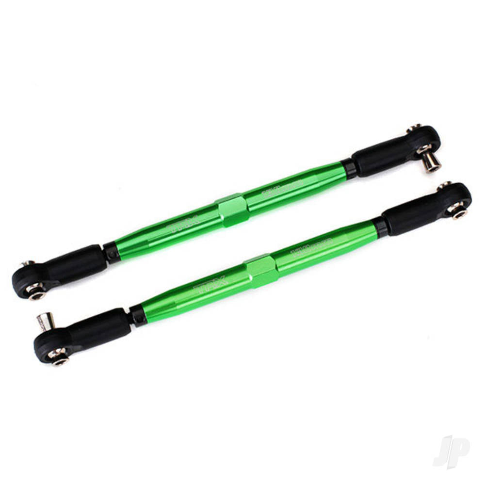 Traxxas Toe links, X-Maxx (Tubes Green-anodised, 7075-T6 aluminium, stronger than titanium) (157mm) (2 pcs) / rod ends, assembled with Steel hollow balls (4 pcs) / aluminium wrench, 10mm (1pc) TRX7748G