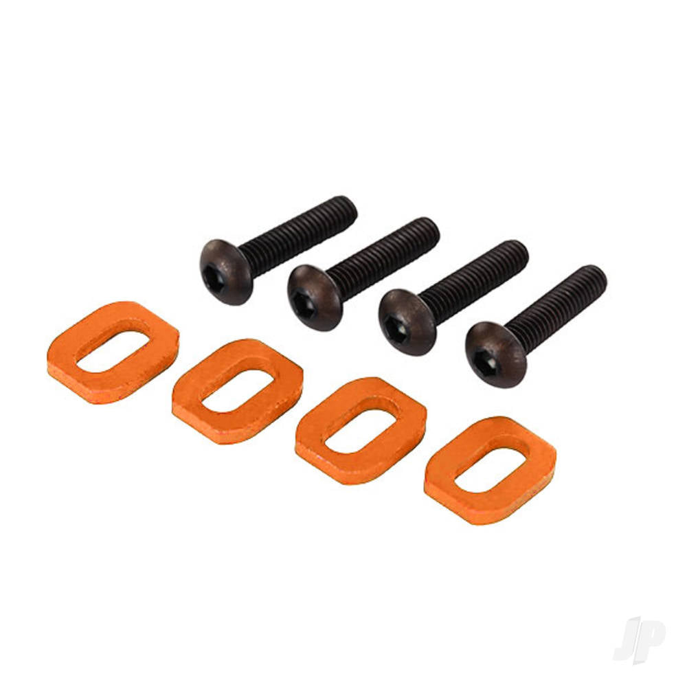 Traxxas Washers, motor mount, aluminium (orange-anodised) (4)/ 4x18mm BCS (4) TRX7759-ORNG