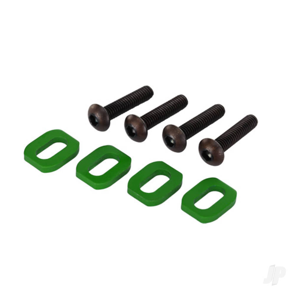 Traxxas Washers, motor mount, aluminium (Green-anodised) (4 pcs) / 4x18mm BCS (4 pcs) TRX7759G