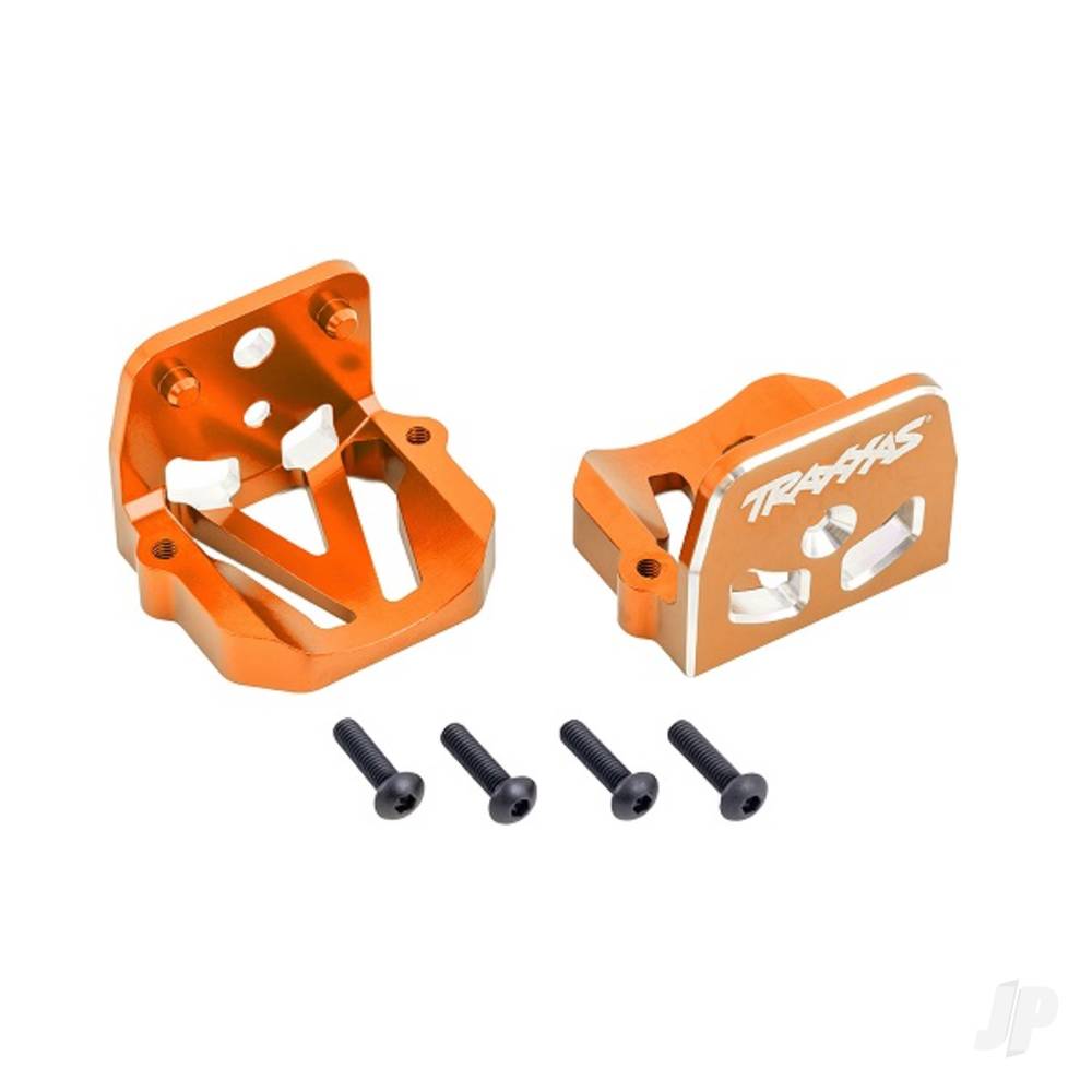 Traxxas Motor mounts, 6061-T6 aluminium (orange-anodised) (front &amp; rear) TRX7760-ORNG