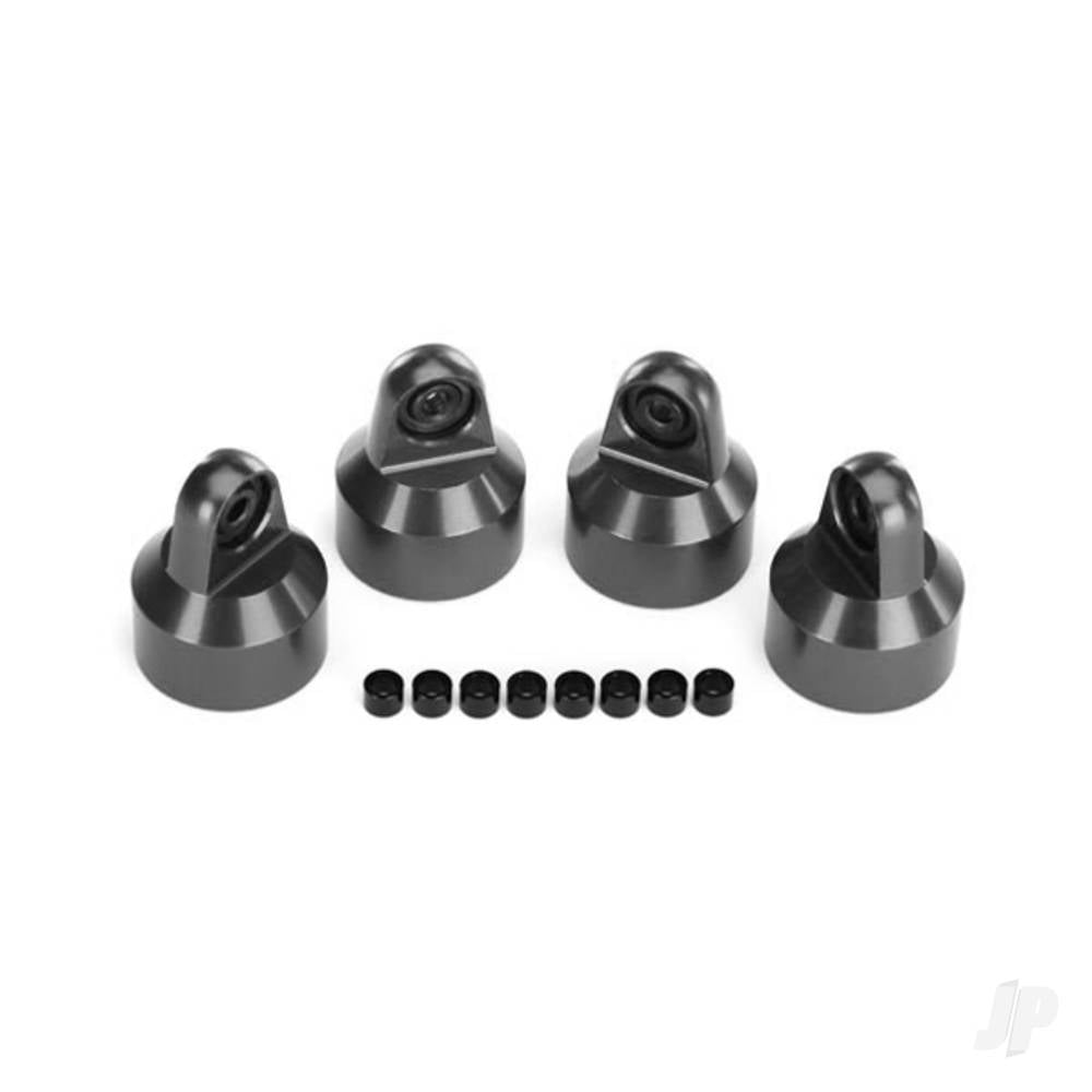 Traxxas Shock caps, aluminium (gray-anodised), GTX shocks (4)/ spacers (8) TRX7764-GRAY