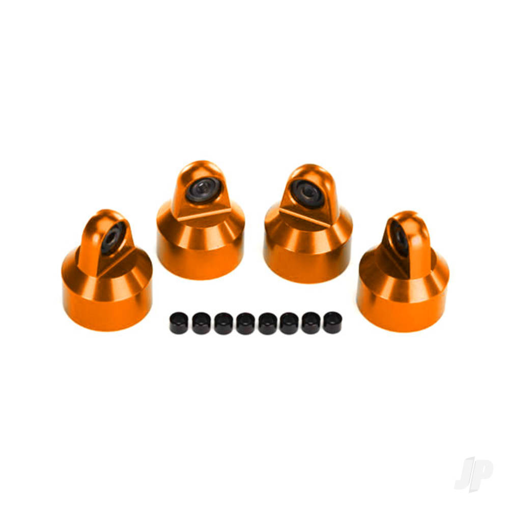 Traxxas Shock caps, aluminium (orange-anodised), GTX shocks (4)/ spacers (8) TRX7764-ORNG