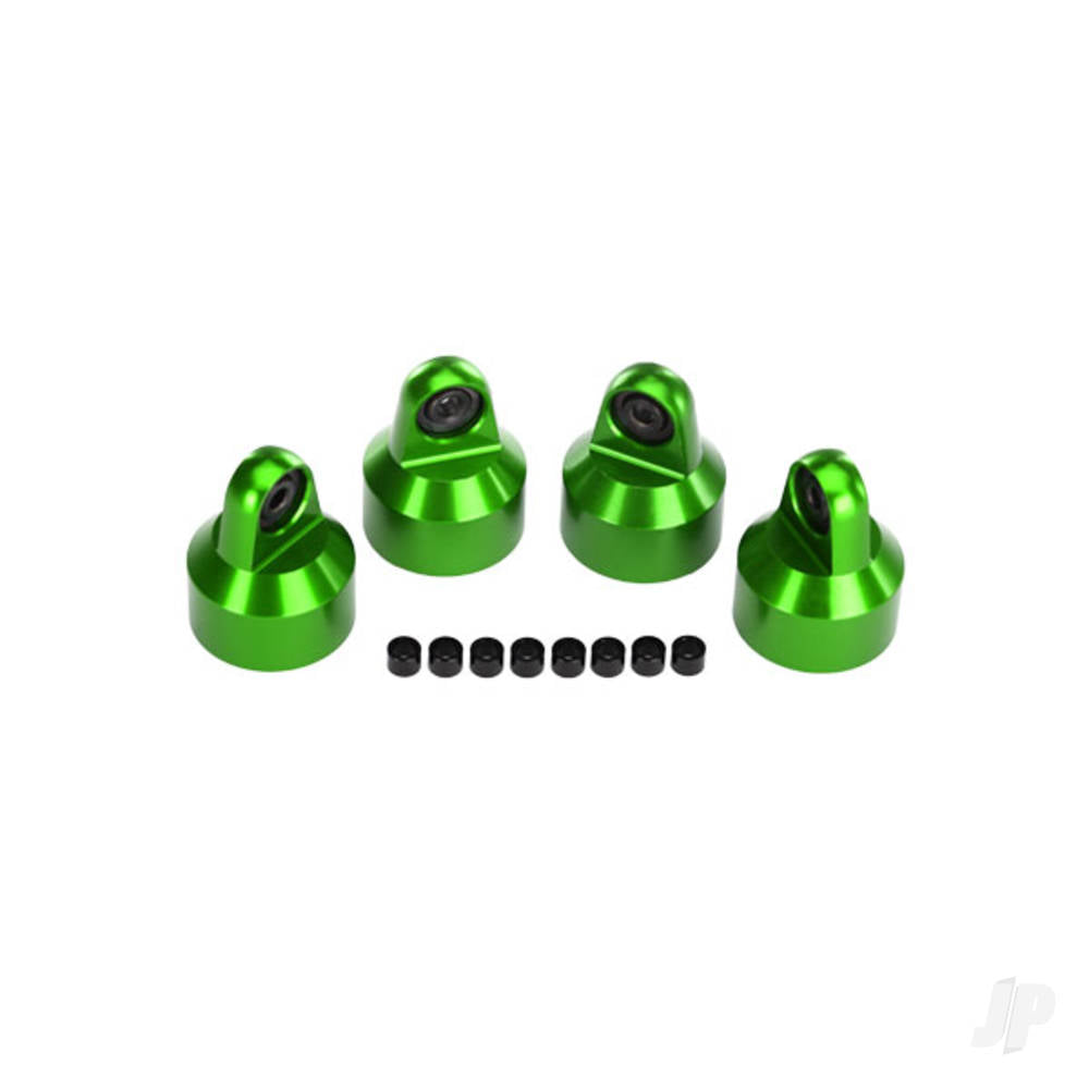 Traxxas Shock caps, aluminium (Green-anodised), GTX shocks (4 pcs) / spacers (8 pcs) TRX7764G