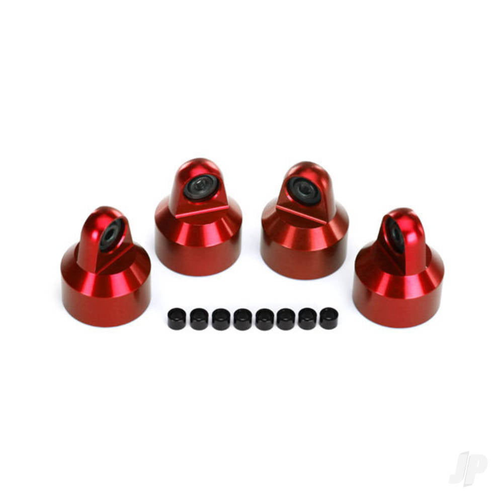 Traxxas Shock caps, aluminium (Red-anodised), GTX shocks (4 pcs) / spacers - TRX7764R Main