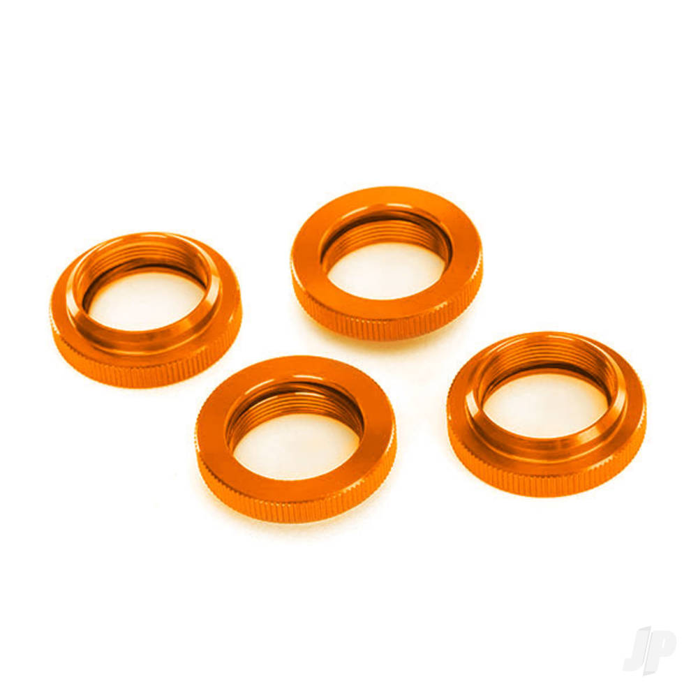 Traxxas Spring retainer (adjuster), orange-anodised aluminium, GTX shocks (4) (assembled with o-ring) TRX7767-ORNG