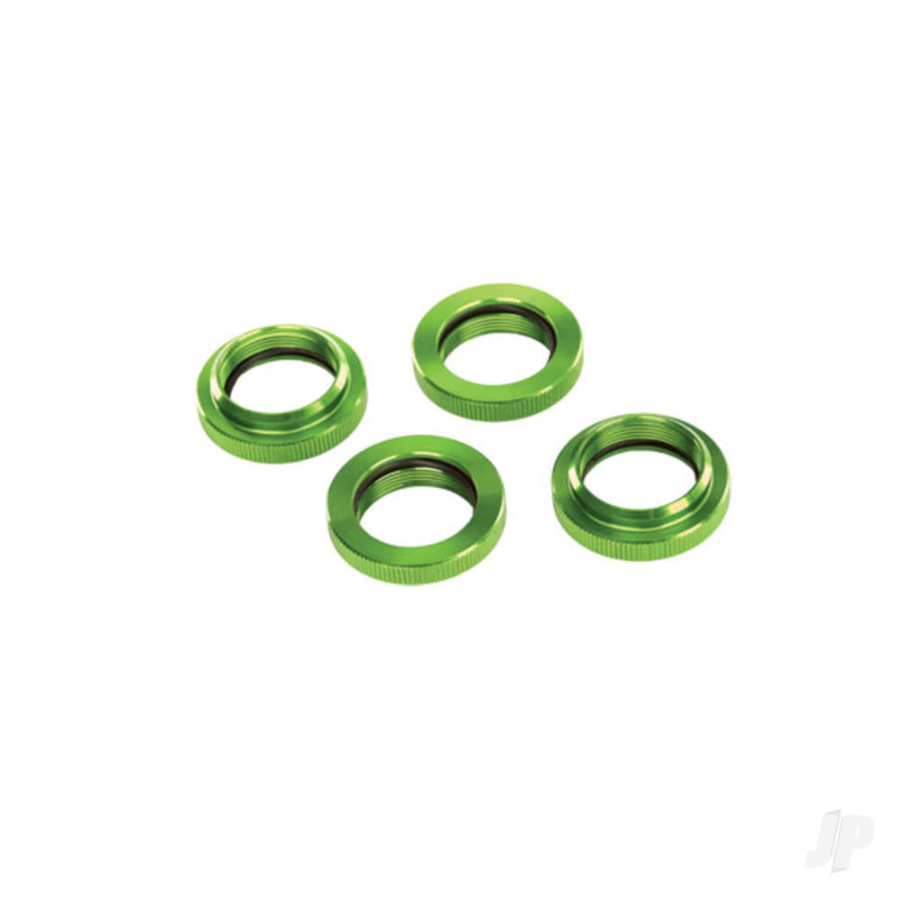 Traxxas Spring retainer (adjuster), Green-anodised aluminium, GTX shocks (4 pcs) (assembled with o-ring) TRX7767G