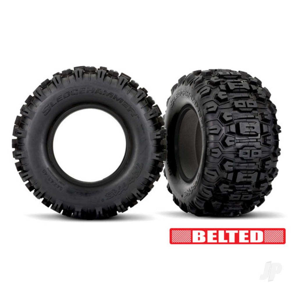 Traxxas Tyres, Sledgehammer (belted, dual profile (4.3" outer, 5.7" inner)) (left & right)/ foam inserts (2) TRX7870