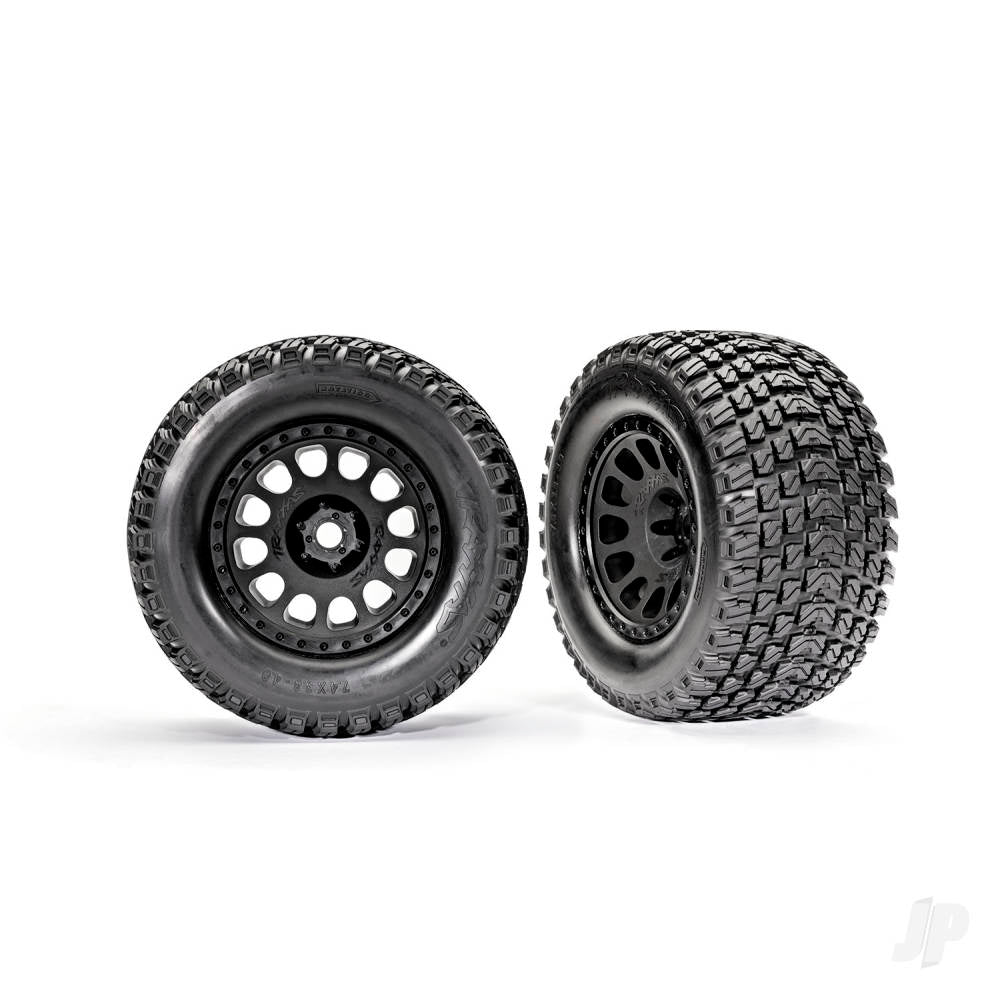 Traxxas Tyres & wheels, assembled, glued (XRT Race black wheels, Gravix Tyres, foam inserts) (left & right) TRX7872