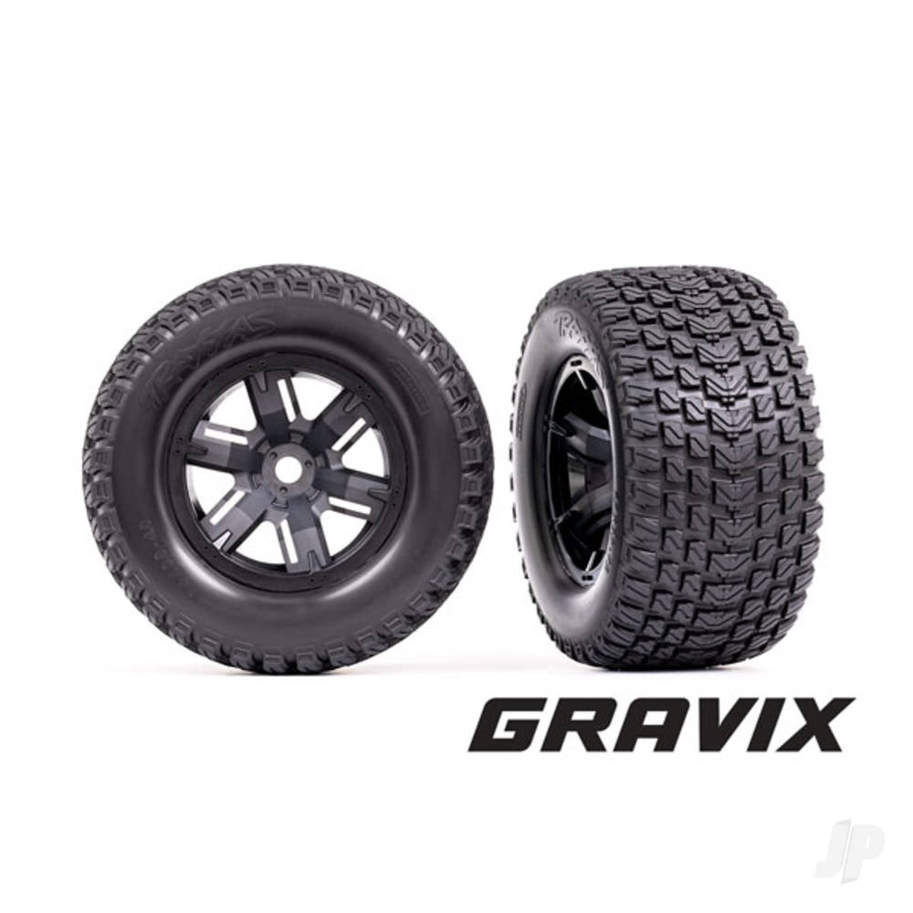 Traxxas Tyres & wheels, assembled, glued (X-Maxx black wheels, Gravix Tyres, foam inserts) (left & right) TRX7877