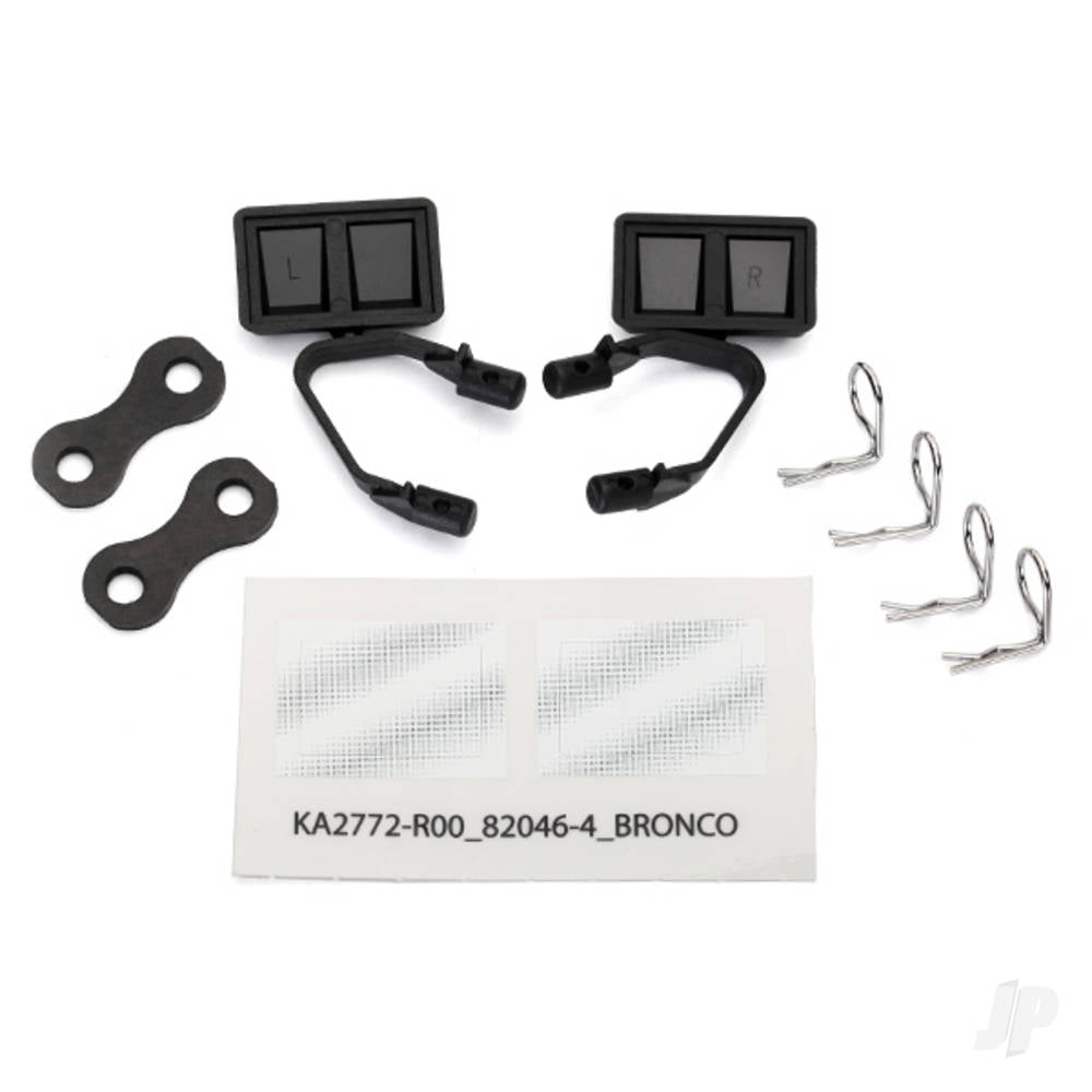 Traxxas Mirrors, side, black (left & right) / retainers (2 pcs) / Body clips (4 pcs) (fits #8010 Body) TRX8073