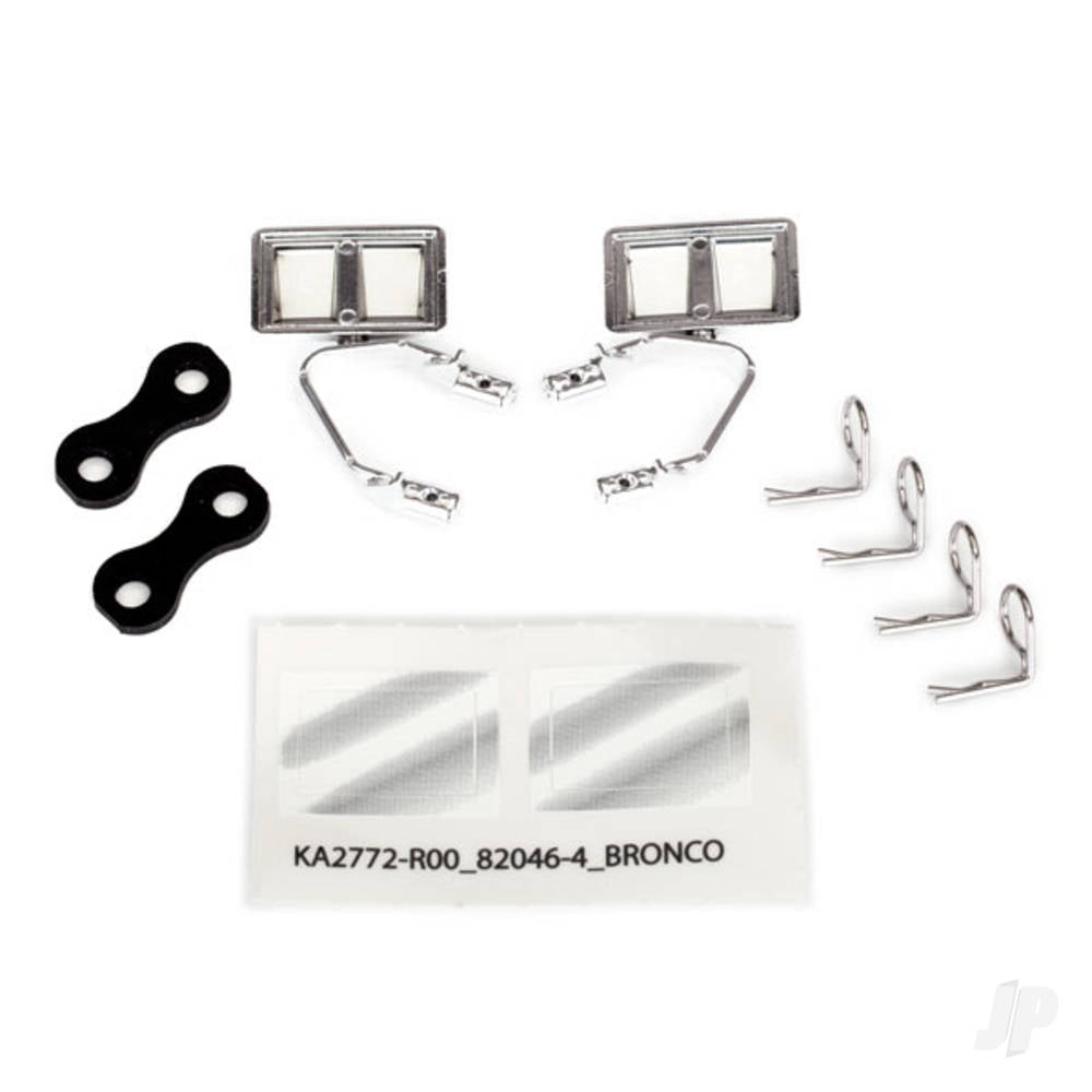 Traxxas Mirrors, side, chrome (left & right) / retainers (2 pcs) / Body clips (4 pcs) (fits #8010 Body) TRX8073X