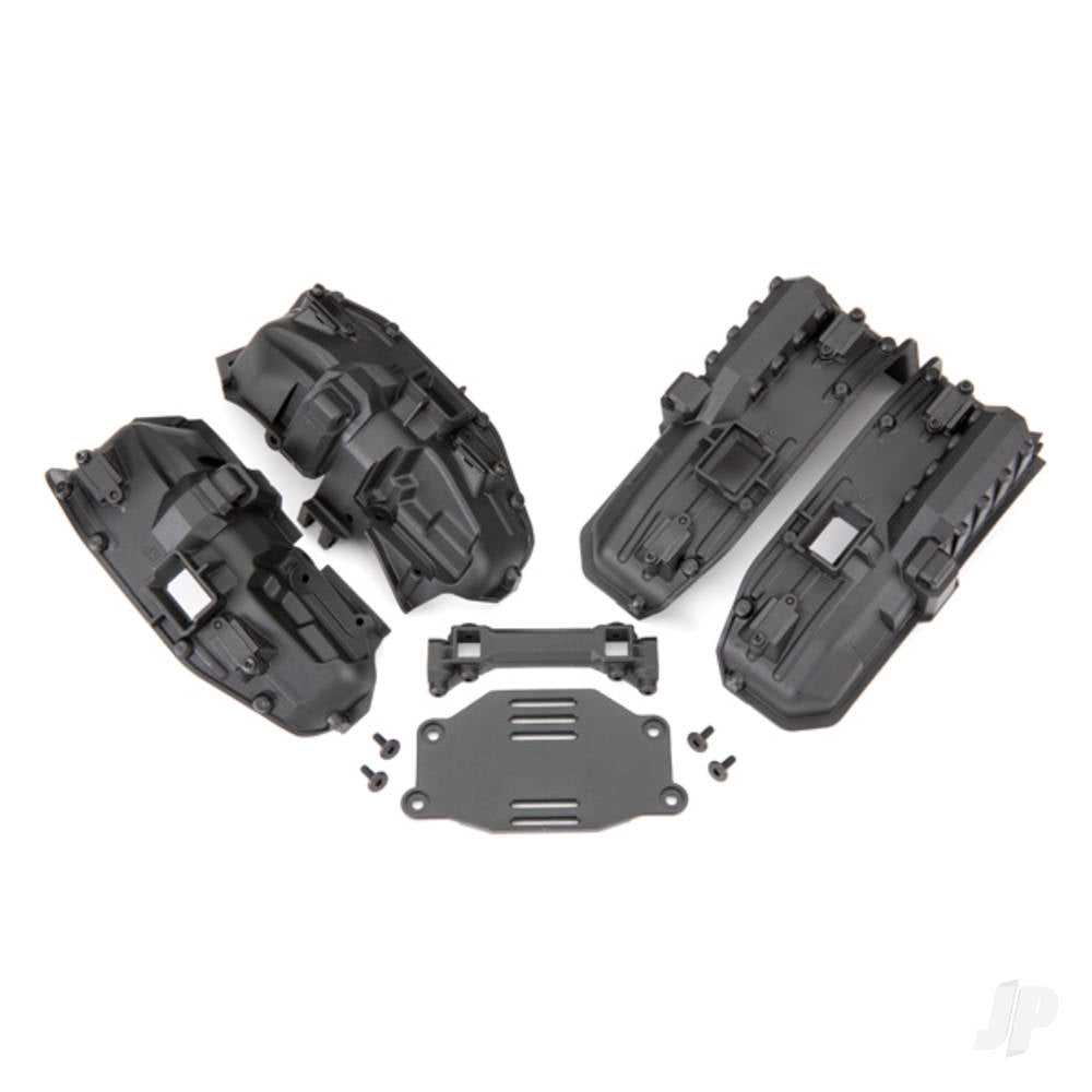 Traxxas Fenders, inner (narrow), front & rear (for clipless body mounting) (2 each)/ rock light covers (8)/ battery plate/ body mount/ 3x8 flat-head screws (4)/ 2.5x6 CS (10) TRX8080X