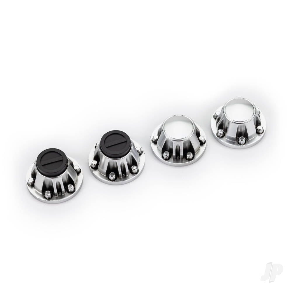 Traxxas Center caps, wheel (satin chrome) (4) (requires #8255A extended thread stub axle) TRX8152