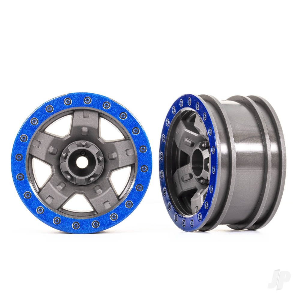 Traxxas Wheels, TRX-4 Sport 2.2 (gray, blue beadlock style) (2) TRX8180-BLUE