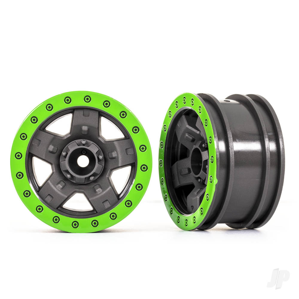 Traxxas Wheels, TRX-4 Sport 2.2 (gray, green beadlock style) (2) TRX8180-GRN