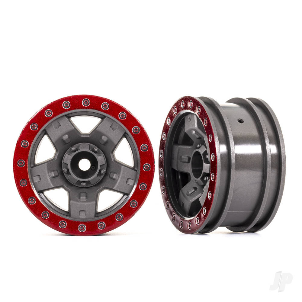 Traxxas Wheels, TRX-4 Sport 2.2 (gray, red beadlock style) (2) TRX8180-RED