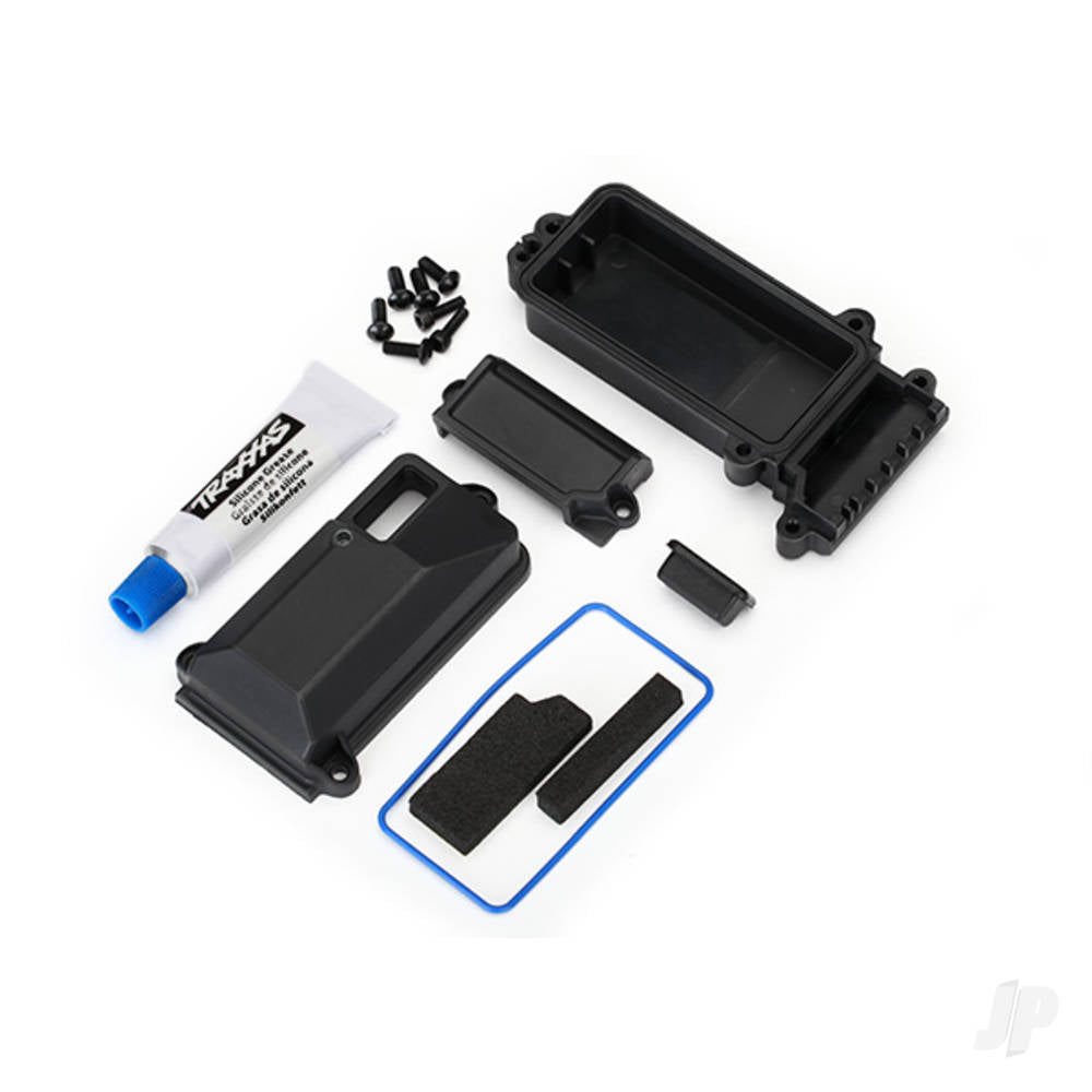 Traxxas Box, receiver (sealed) / wire cover / foam pads / silicone grease / 3x8 BCS (5 pcs) / 2.5x8 CS (2 pcs) TRX8224