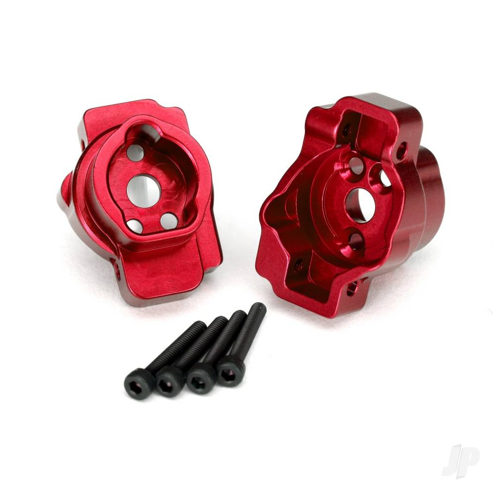 Traxxas Portal drive axle mount, Rear, 6061-T6 aluminium (Red-anodised) (left and right) / 2.5x16 CS (4 pcs) TRX8256R