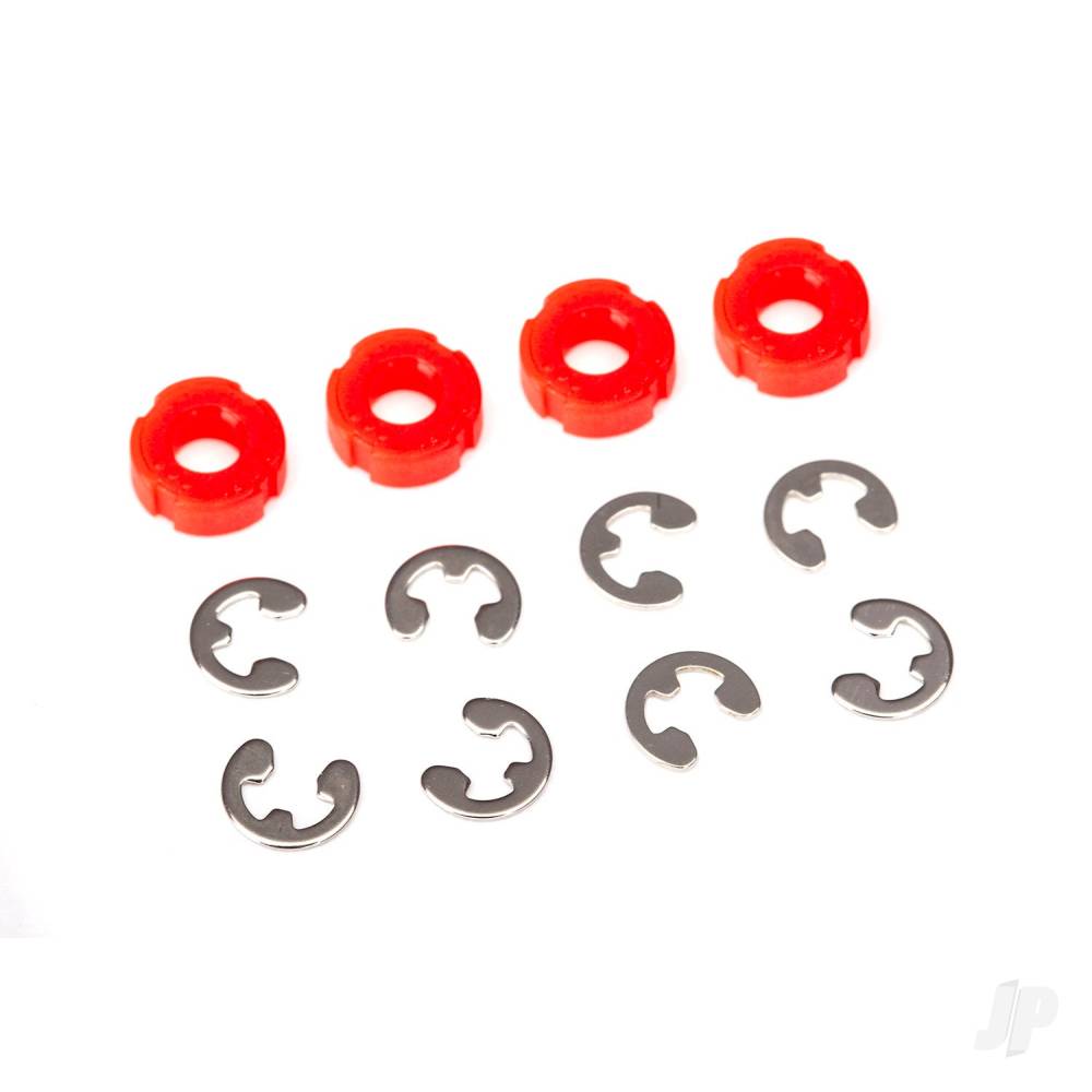 Traxxas Piston, damper (Red) (4 pcs) / e-clips (8 pcs) TRX8261