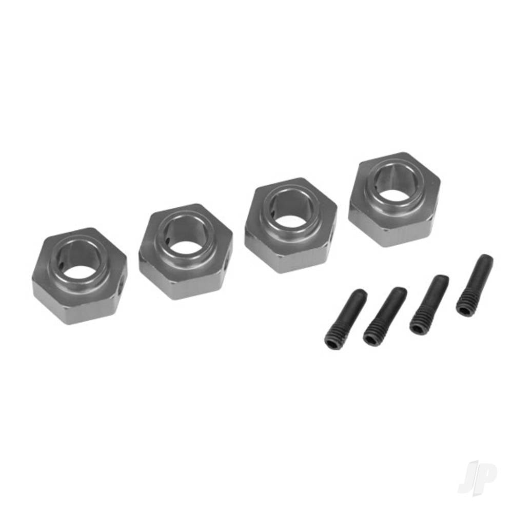 Traxxas Wheel Hubs, 12mm hex, 6061-T6 aluminium (charcoal grey-anodised) (4 pcs) / screw pin (4 pcs) TRX8269A