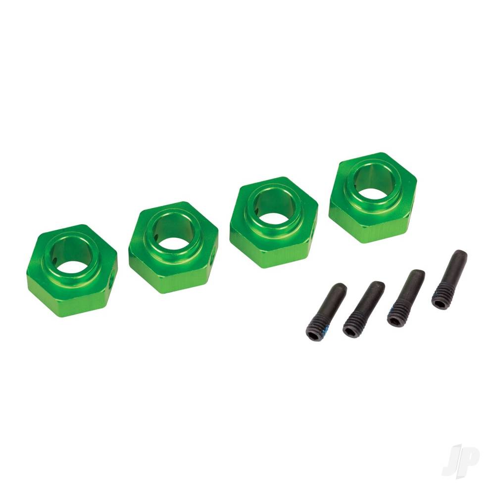 Traxxas Wheel Hubs, 12mm hex, 6061-T6 aluminium (Green-anodised) (4 pcs) / screw pin (4 pcs) TRX8269G