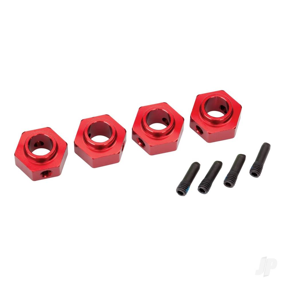 Traxxas Wheel Hubs, 12mm hex, 6061-T6 aluminium (Red-anodised) (4 pcs) / screw pin (4 pcs) TRX8269R