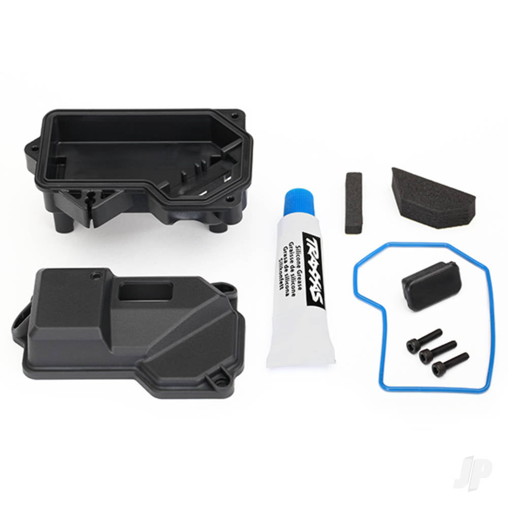 Traxxas Box, receiver (sealed) (steering servo mount) / receiver cover / access plug / foam pads / silicone grease / 2.5x10 CS (3 pcs) TRX8324