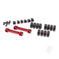 Traxxas Mounts, suspension arms, aluminium (Red-anodised) (Front &amp; Rear) / hinge pin retainers (12 pcs) / inserts (6 pcs) TRX8334R