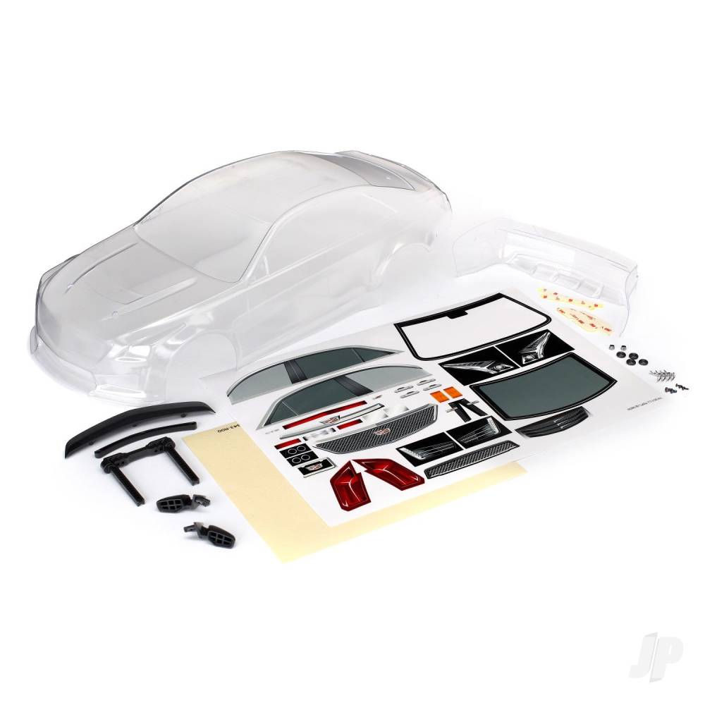 Traxxas Body, Cadillac CTS-V (clear, requires painting) / decal sheet (includes side mirrors, spoiler, & mounting hardware) TRX8391