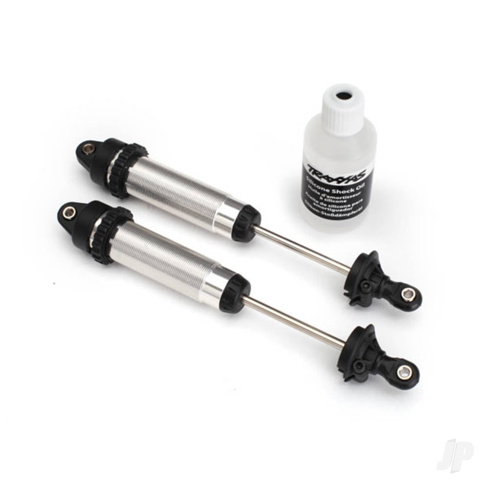 Traxxas Shocks, GTR, 139mm, silver aluminium (fully assembled with out springs) (Rear, threaded) (2 pcs) TRX8460