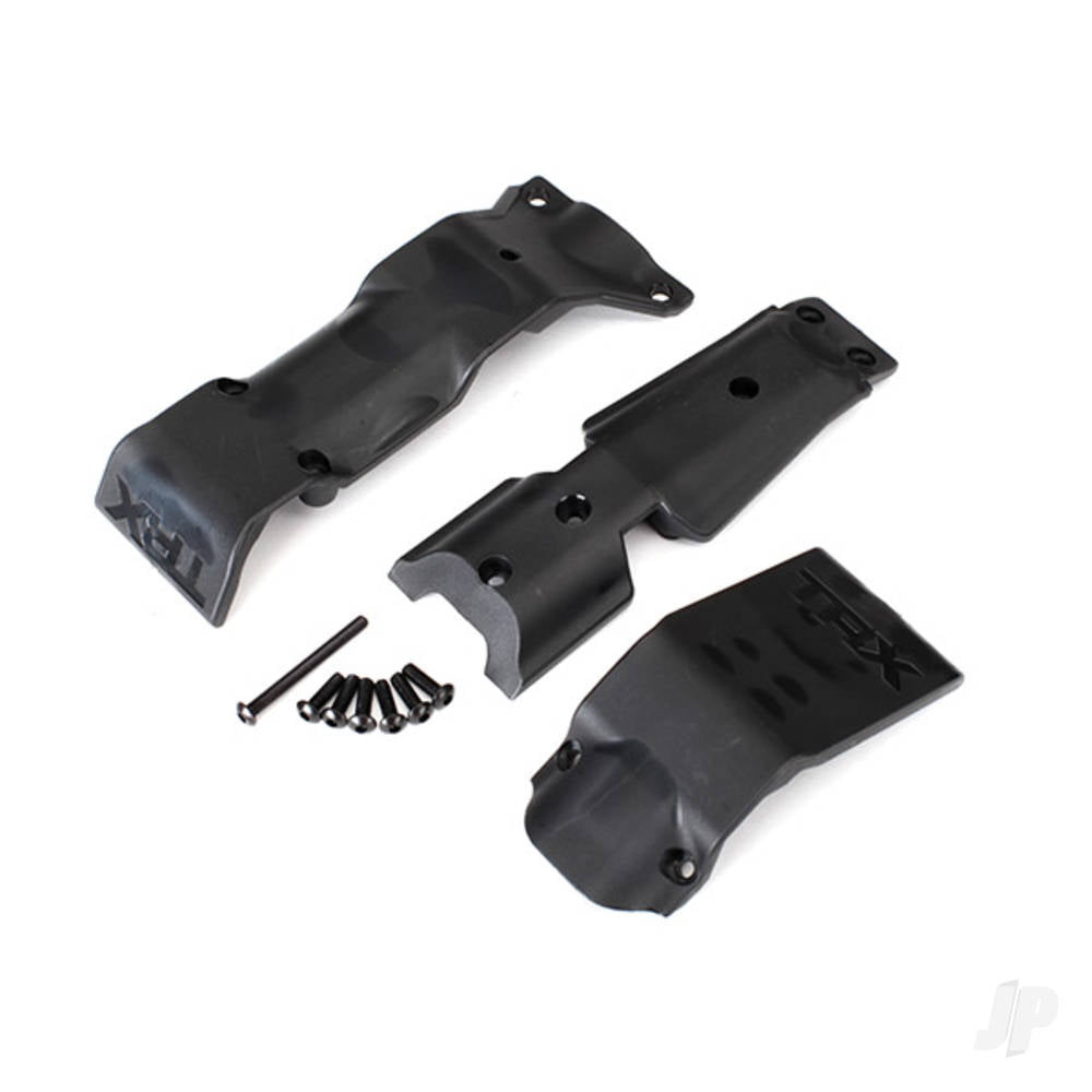 Traxxas Skid plate Set, Front / skid plate, Rear / 3x10 BCS (6 pcs) / 3x30 BCS (1pc) (fits #8629 &amp; 8630 bulkheads) TRX8637