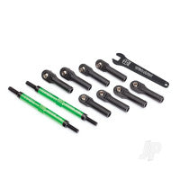 Traxxas Toe links, E-Revo VXL (Tubes Green-anodised, 7075-T6 aluminium, stronger than titanium) (144mm) (2 pcs) / rod ends, assembled with Steel hollow balls (8 pcs) / aluminium wrench, 10mm (1pc) TRX8638G