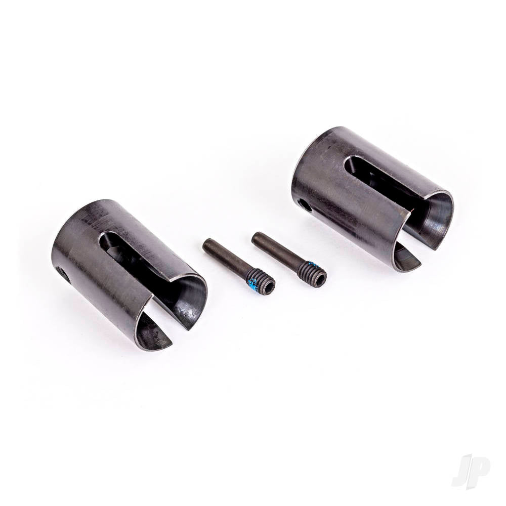 Traxxas Drive cup, steel, extreme heavy duty (2)/ 4x17mm screw pins, heavy duty (2) (machined, heat treated) TRX8652X