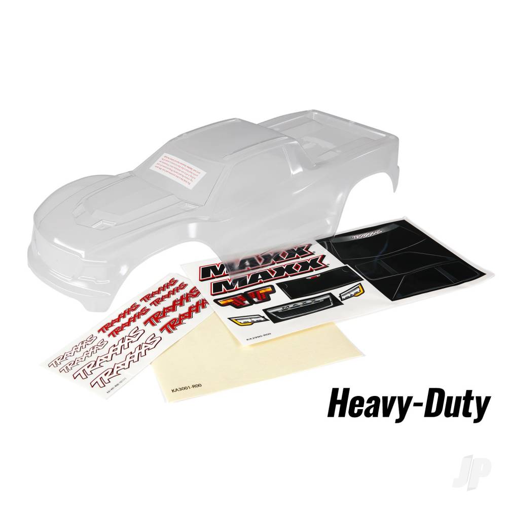 Traxxas Body, Maxx, heavy duty (clear, untrimMedium, requires painting) / window masks / decal sheet TRX8914