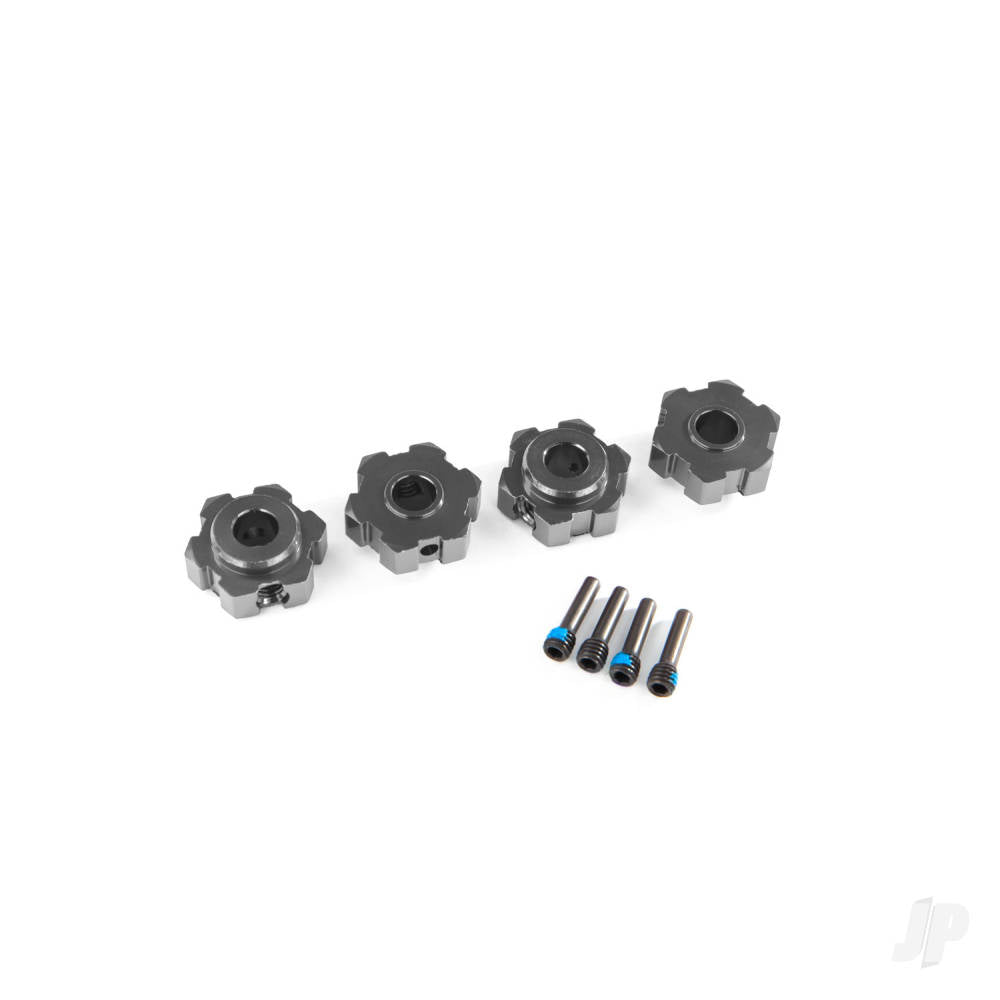 Traxxas Wheel hubs, hex, aluminium (gray-anodised) (4)/ 4x13mm screw pins (4) TRX8956-GRAY