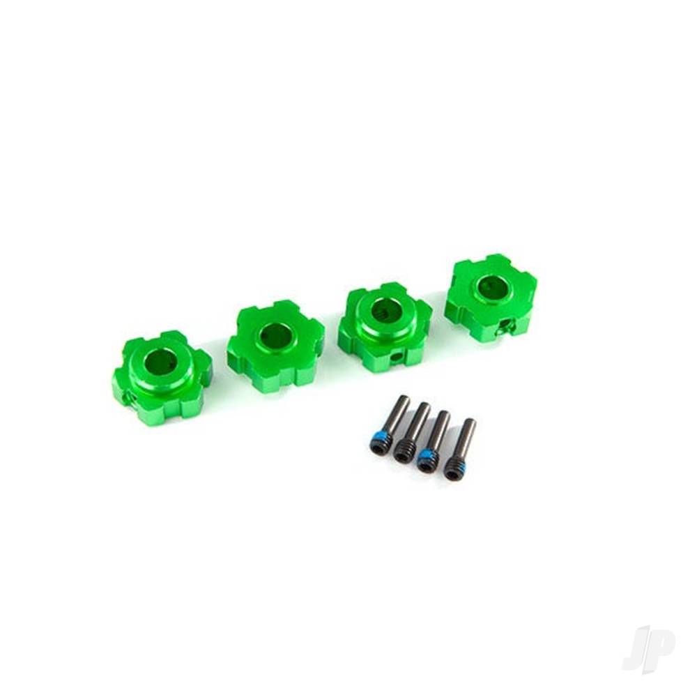 Traxxas Wheel Hubs, hex, aluminium (Green-anodised) (4 pcs) / 4x13mm screw pins (4 pcs) TRX8956G