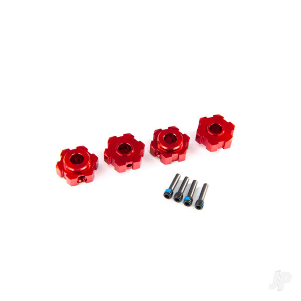 Traxxas Wheel Hubs, hex, aluminium (Red-anodised) (4 pcs) / 4x13mm screw pins (4 pcs) TRX8956R