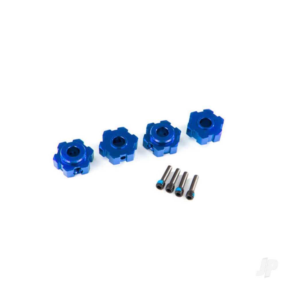 Traxxas Wheel Hubs, hex, aluminium (Blue-anodised) (4 pcs) / 4x13mm screw pins (4 pcs) TRX8956X