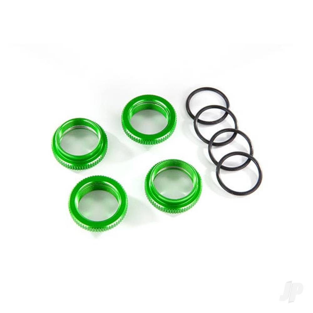 Traxxas Spring retainer (adjuster), Green-anodised aluminium, GT-Maxx shocks (4 pcs) (assembled with o-ring) TRX8968G